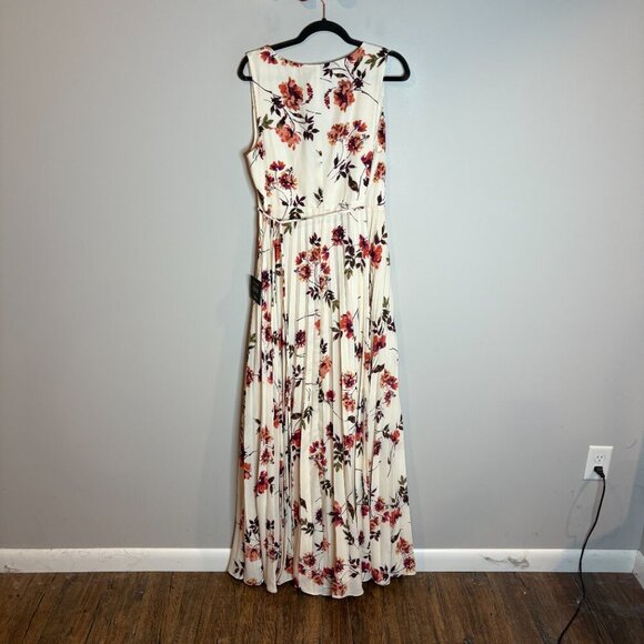 NWT Lulus Lindsie Ivory Multi Floral Print Pleated Wrap Maxi Dress - Picture 5 of 6